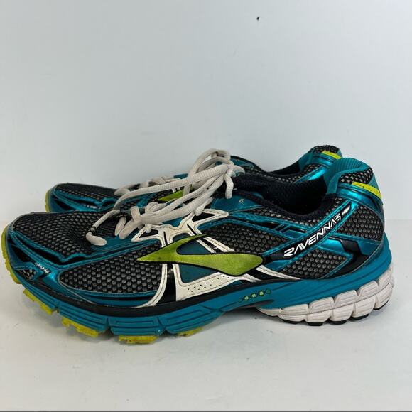 Brooks Ravenna 4 Blue + Lime Green Running Shoes Size Woman's 9.5 - Picture 6 of 7